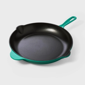 12" Enameled Cast Iron Fry Pan Green