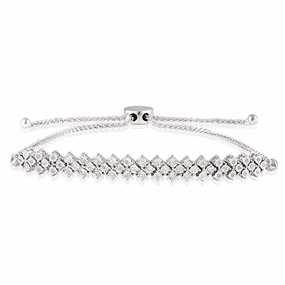 15 Points Diamond Bracelet with 52 Brilliant Cut Diamonds in Sterling Silver