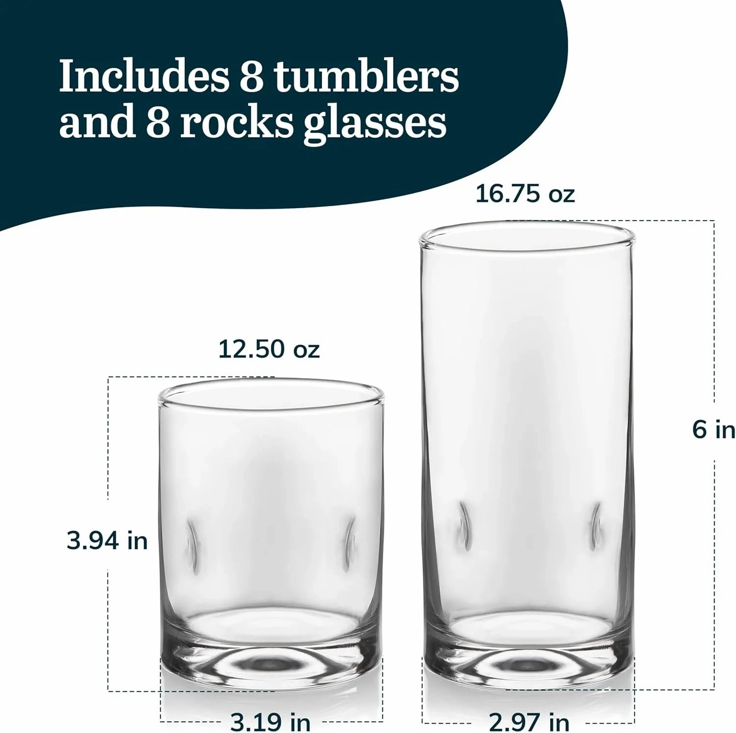 16-Piece Tumbler and Rocks Glass Set