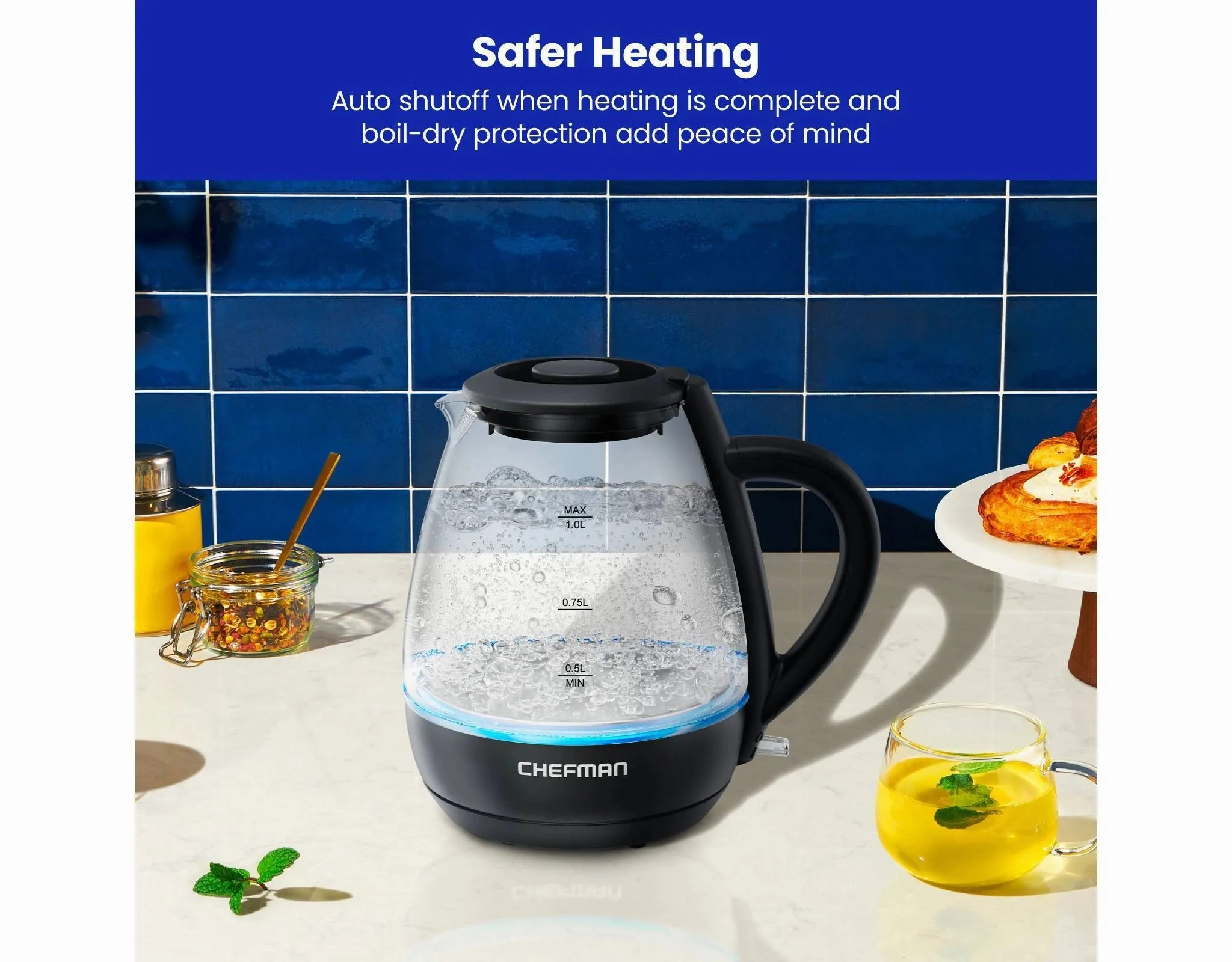 1L Rapid-Boil Kettle with Automatic Shutoff