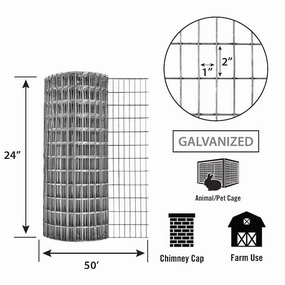 24in x 50ft Galvanzed Welded Wire Fence with 1in x 2in Openings
