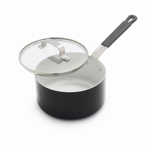 2.54qt Ceramic Nonstick Aluminum Sauce Pan with Lid Graphite Gray: Dishwasher-Safe, Lifetime Warranty