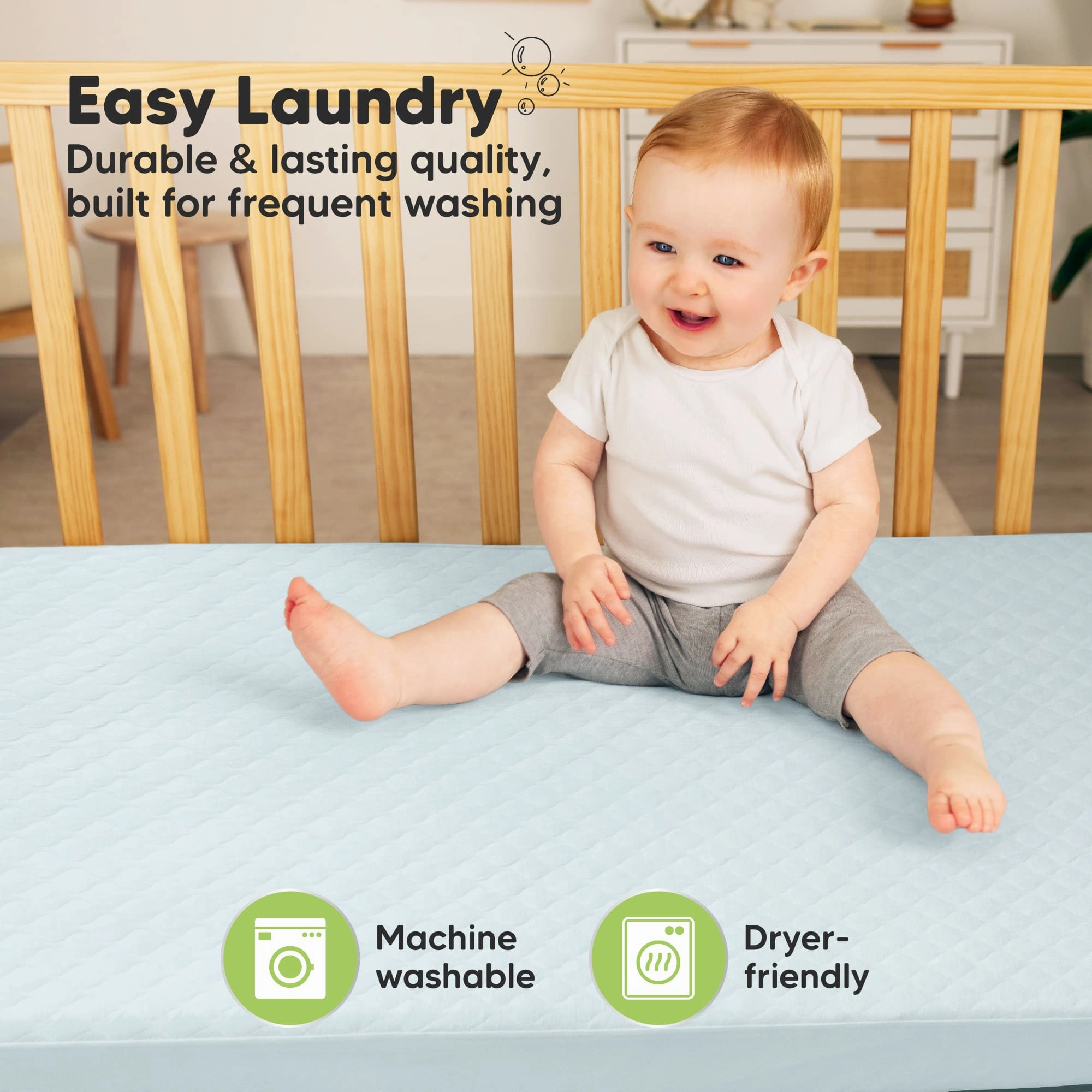 2-Pack Mavy Protect  Waterproof Crib Mattress Protector (Frost)