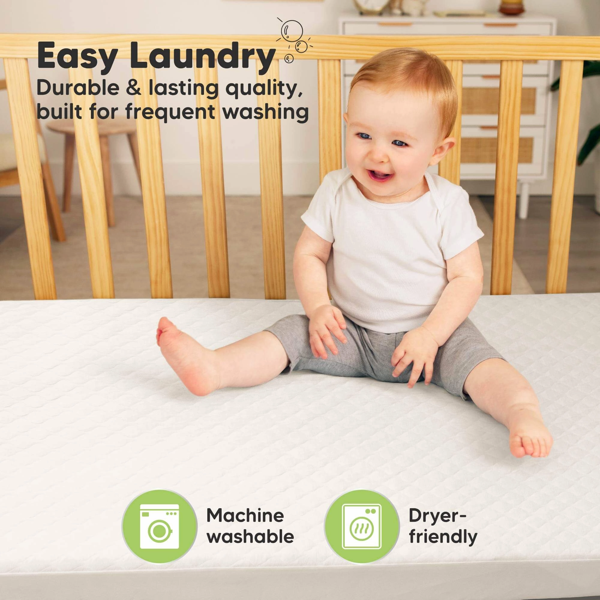 2-Pack Mavy Protect  Waterproof Crib Mattress Protector (Khaki)