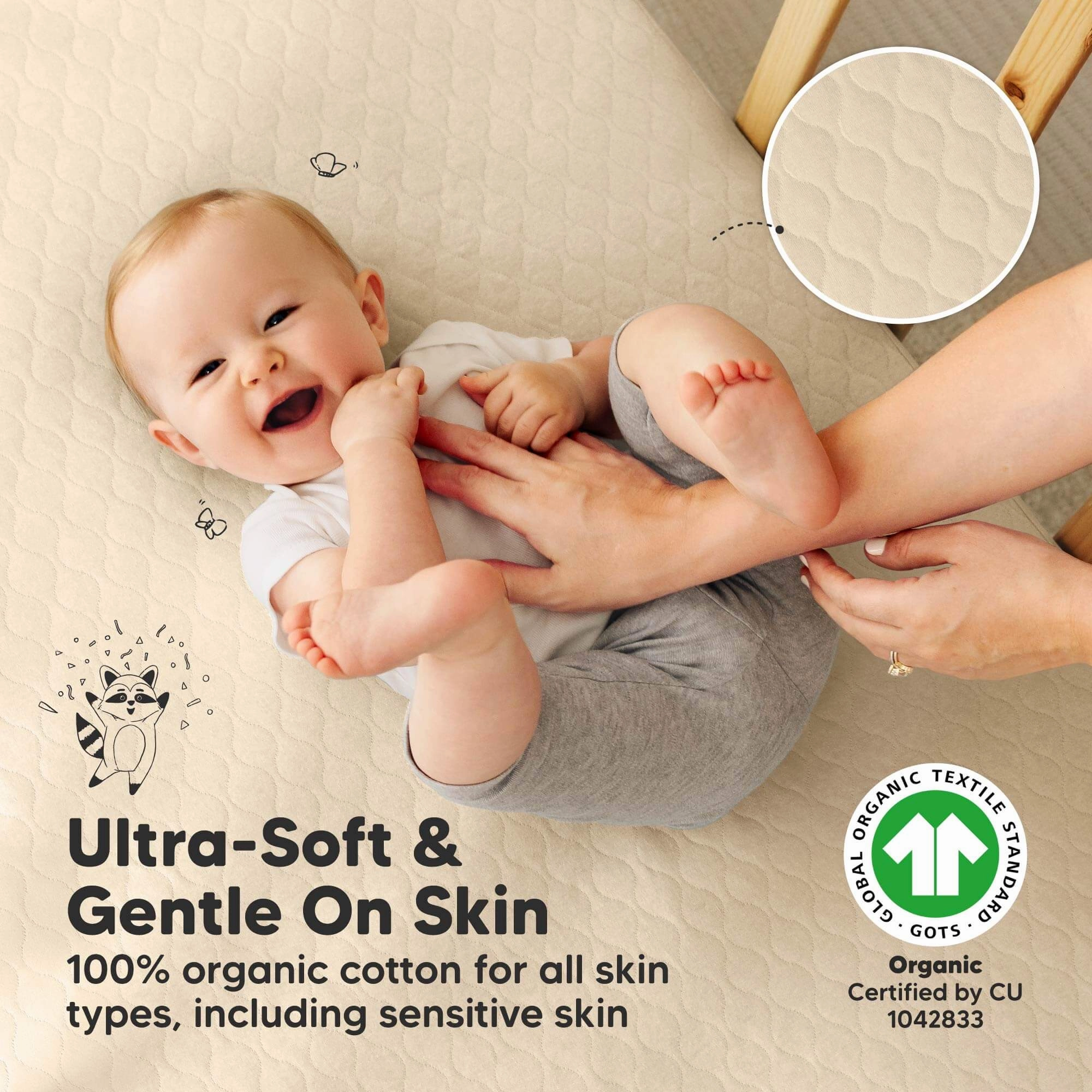 2-Pack Mavy Protect  Waterproof Crib Mattress Protector (Khaki)