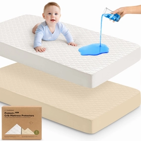 2-Pack Mavy Protect  Waterproof Crib Mattress Protector (Khaki)
