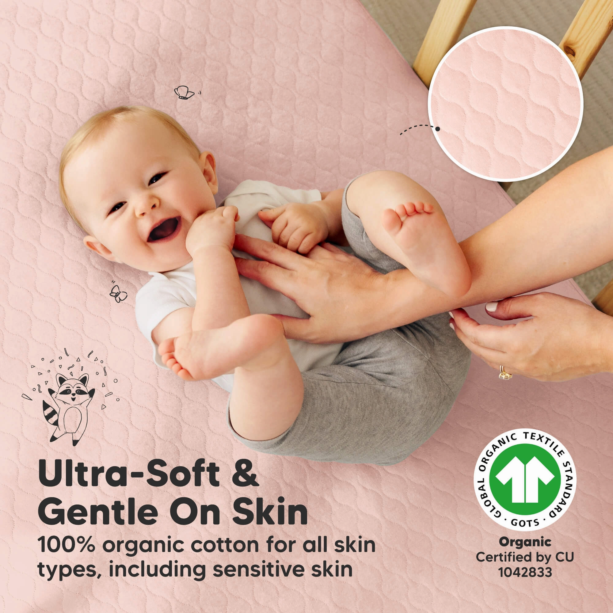2-Pack Mavy Protect  Waterproof Crib Mattress Protector (Mist Rose)