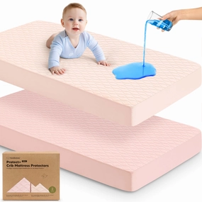 2-Pack Mavy Protect  Waterproof Crib Mattress Protector (Mist Rose)