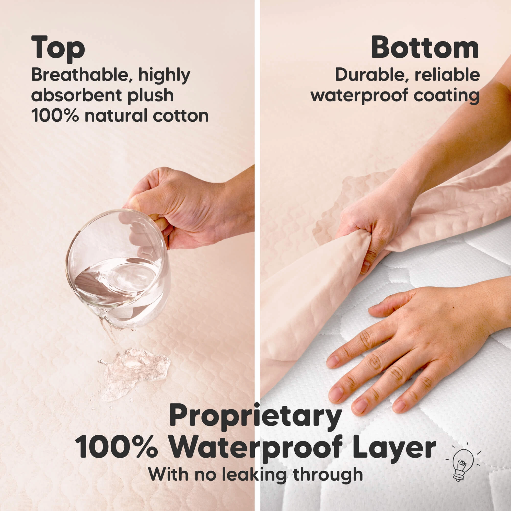 2-Pack Mavy Protect  Waterproof Crib Mattress Protector (Mist Rose)