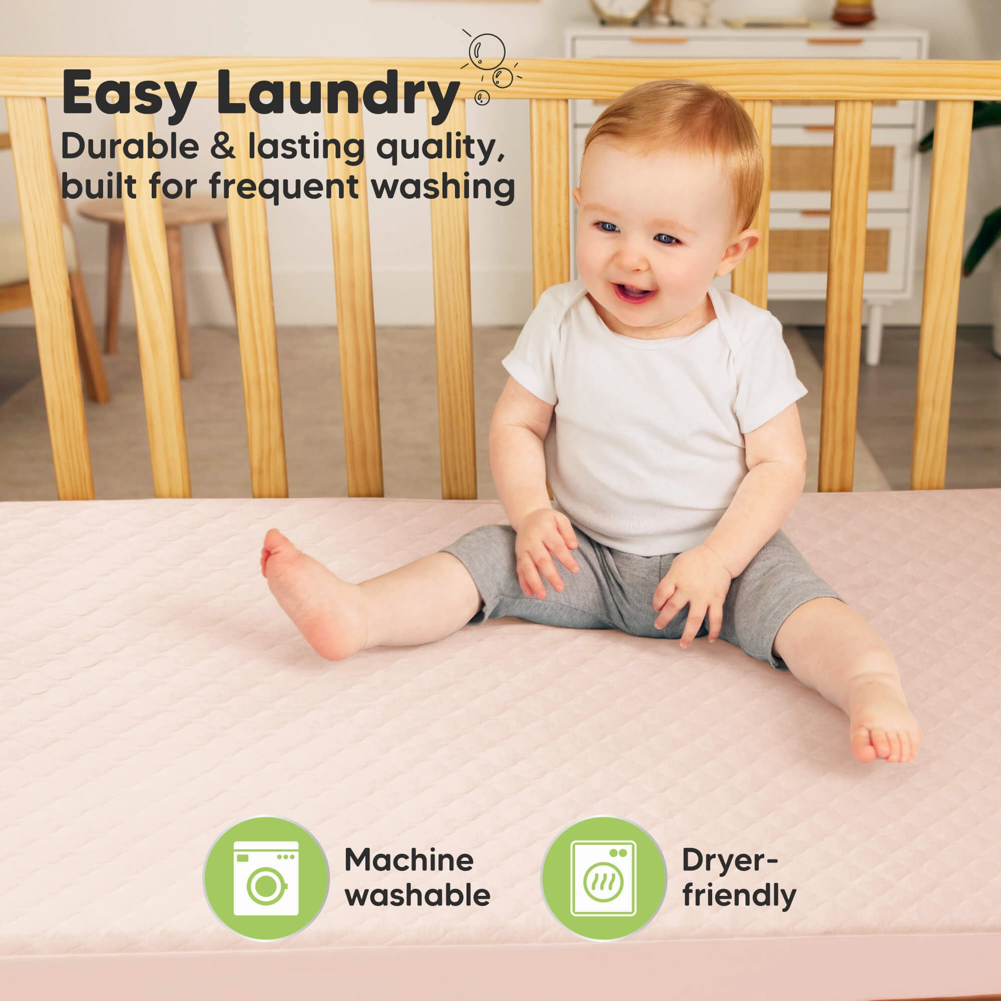 2-Pack Mavy Protect  Waterproof Crib Mattress Protector (Mist Rose)