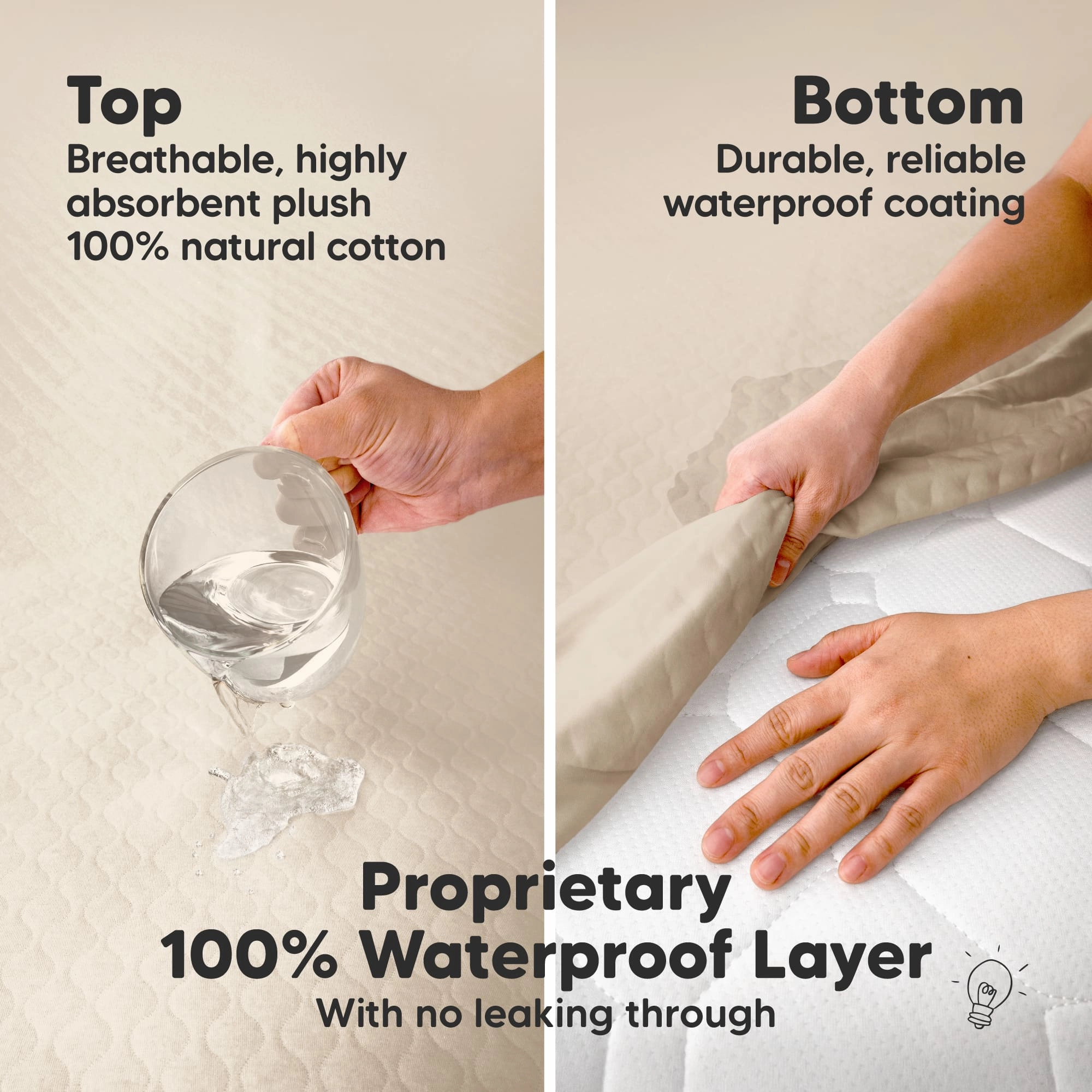 2-Pack Mavy Protect  Waterproof Crib Mattress Protector (Oat)