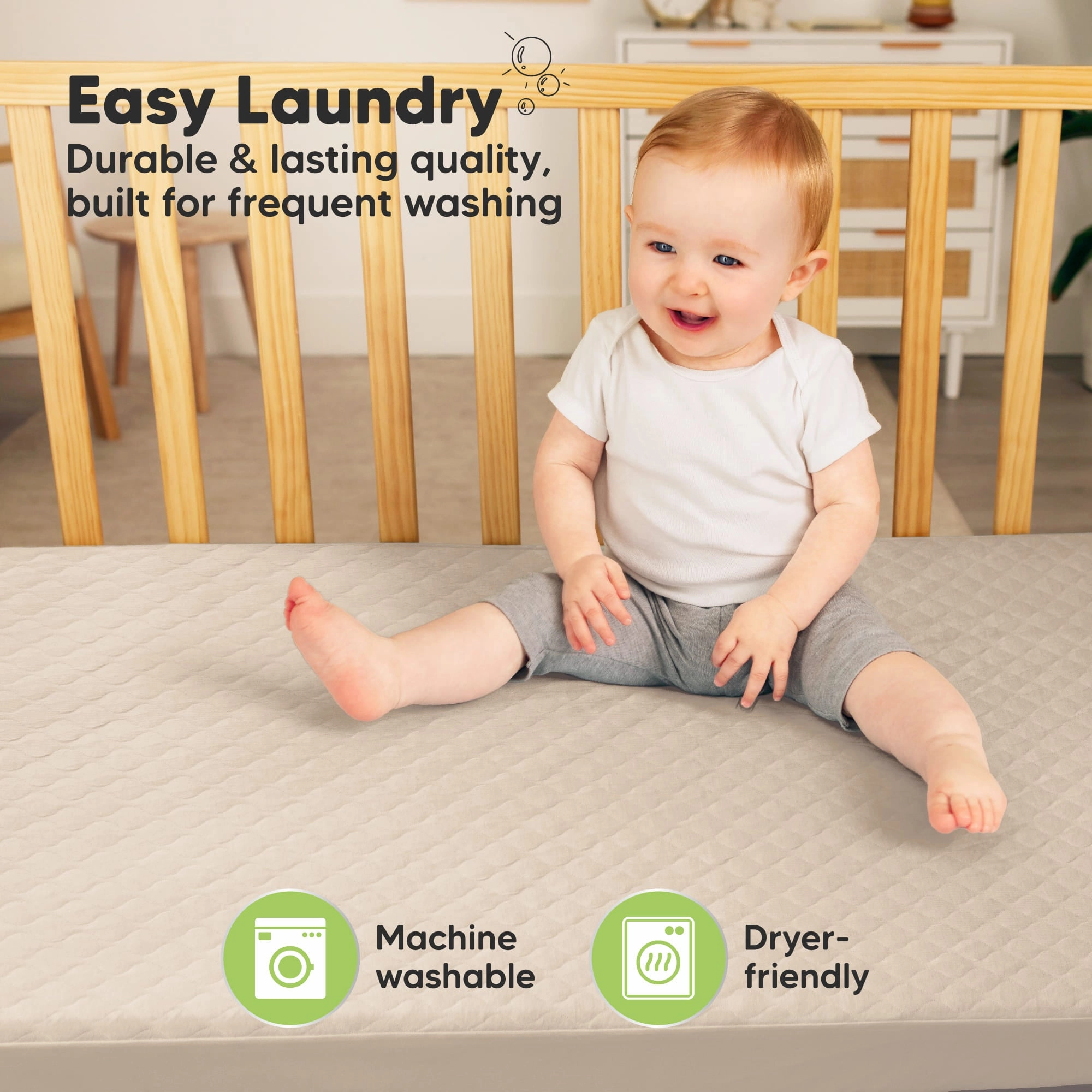 2-Pack Mavy Protect  Waterproof Crib Mattress Protector (Oat)