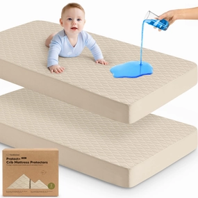 2-Pack Mavy Protect  Waterproof Crib Mattress Protector (Oat)