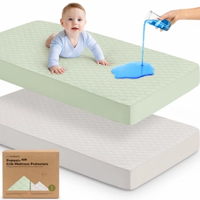 2-Pack Mavy Protect  Waterproof Crib Mattress Protector (Sage)