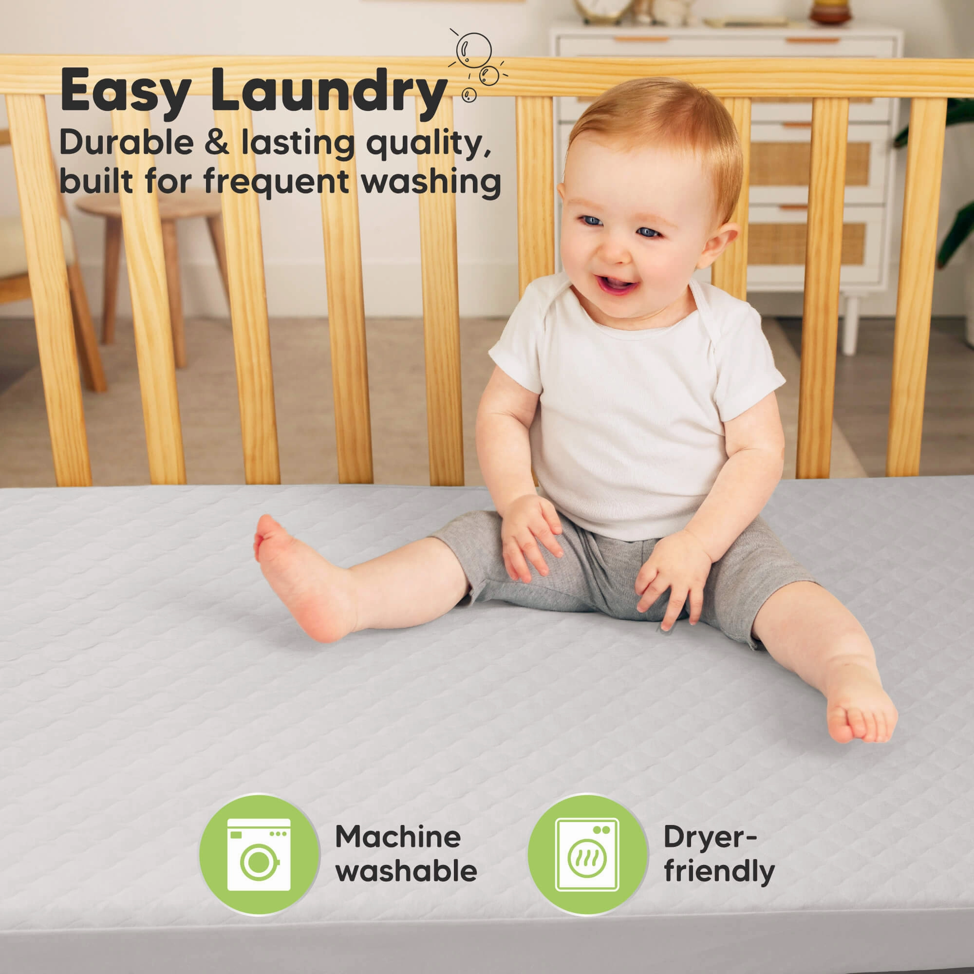 2-Pack Mavy Protect  Waterproof Crib Mattress Protector (Sage)
