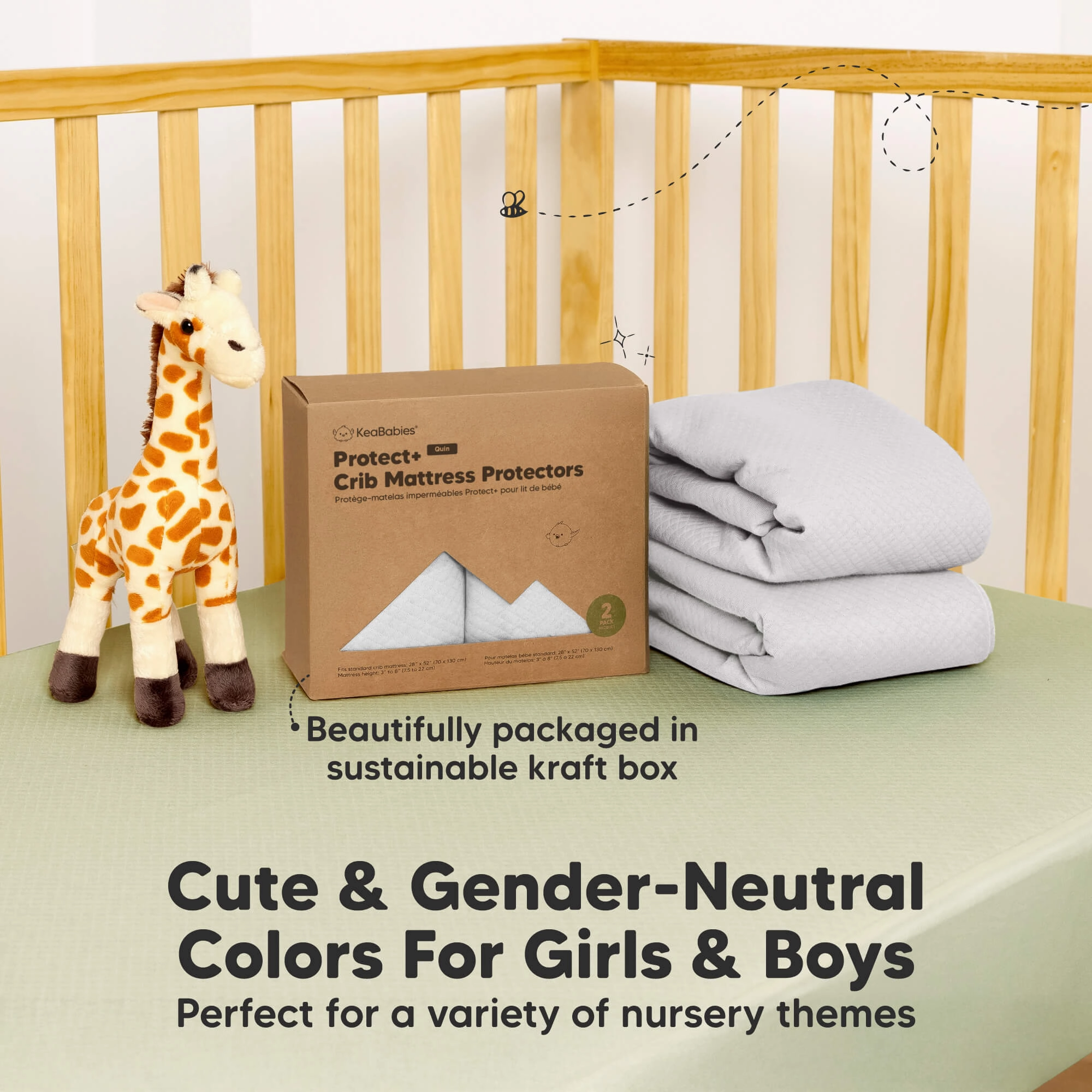 2-Pack Quin Protect  Waterproof Crib Mattress Protector (Pearl Gray)
