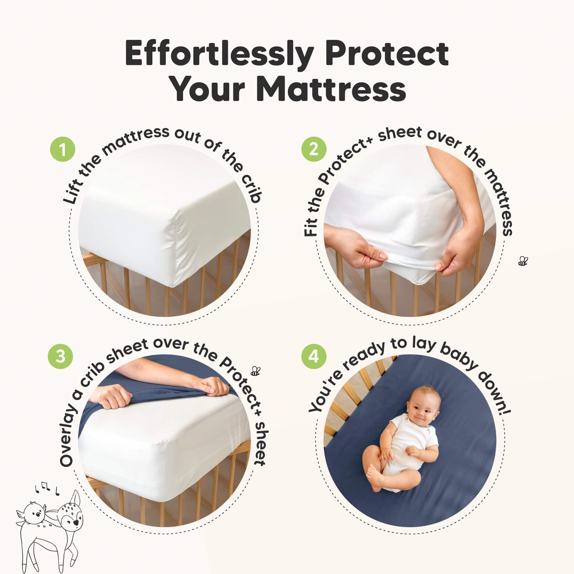 2-Pack Quin Protect  Waterproof Crib Mattress Protector (Pearl Gray)