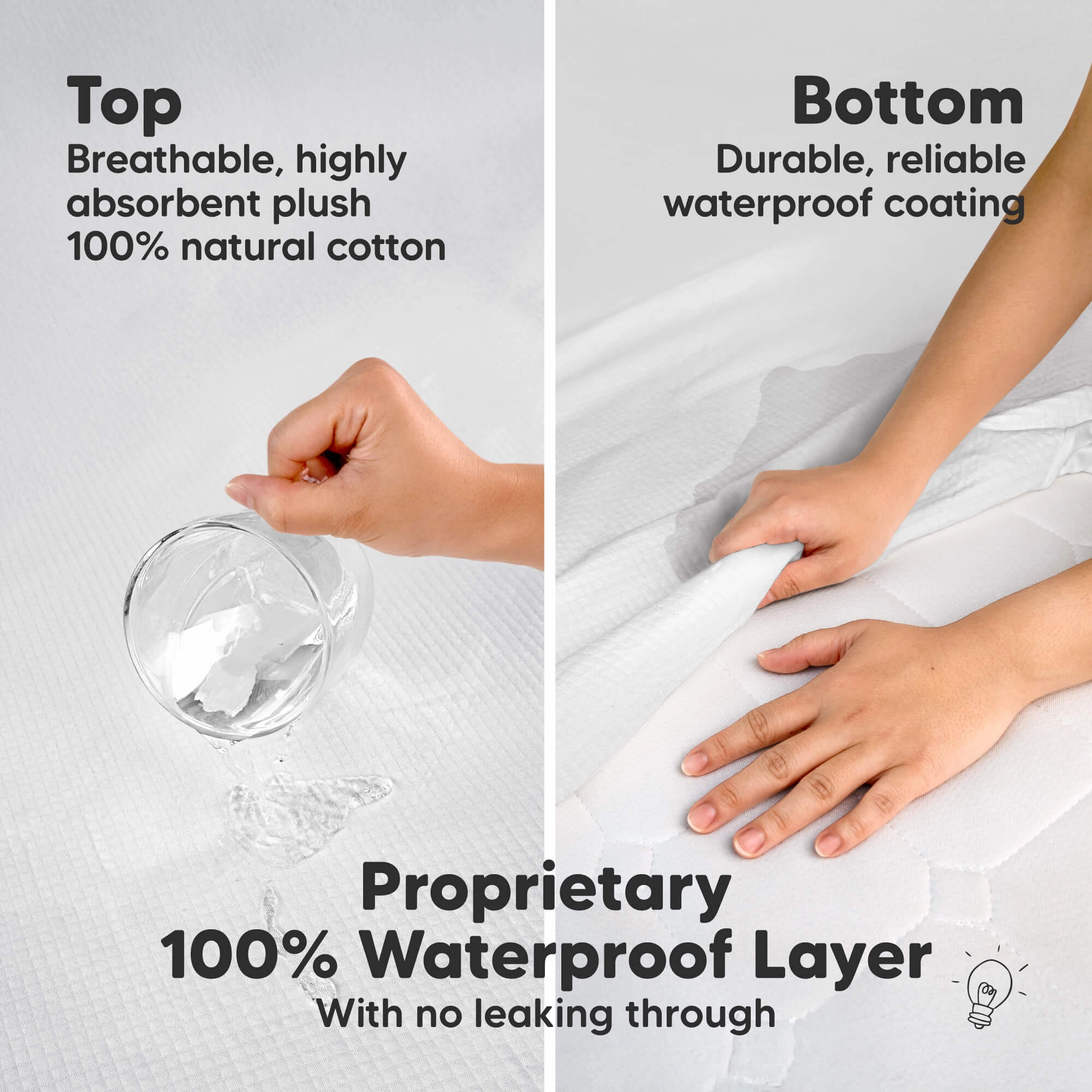 2-Pack Quin Protect  Waterproof Crib Mattress Protector (Pearl Gray)
