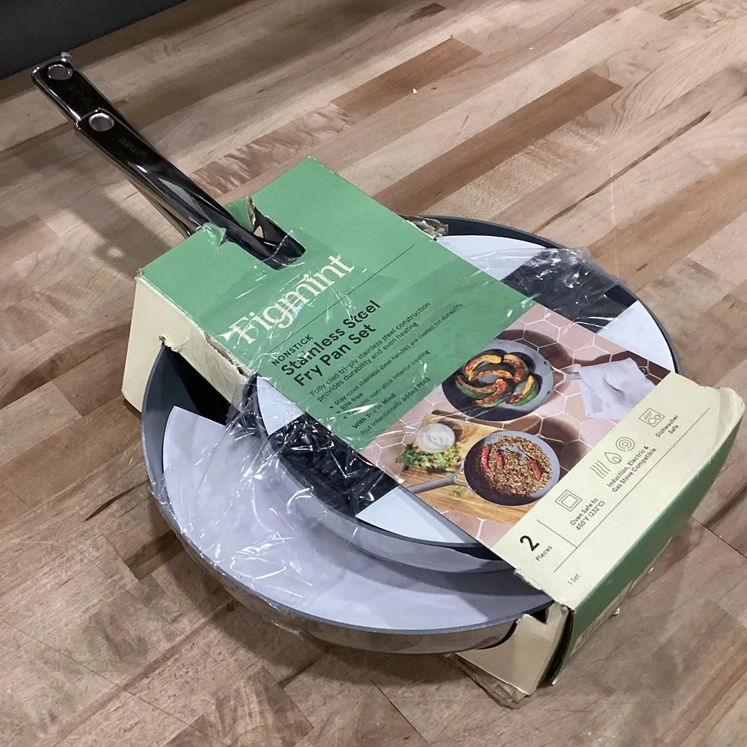 2pc Stainless Steel Ceramic Coated Nonstick Fry pan Set Dark Gray - ™