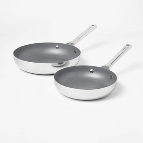 2pc Stainless Steel Ceramic Coated Nonstick Fry pan Set Dark Gray - ™