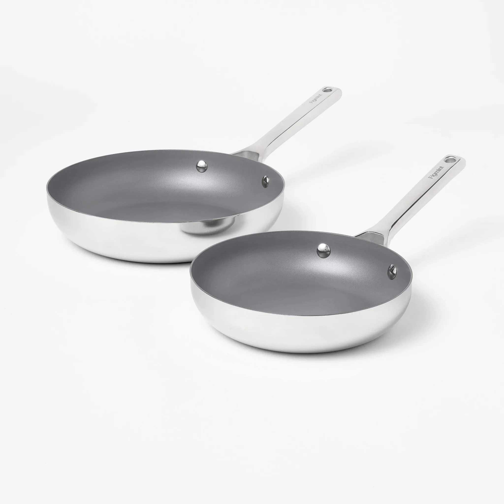 2pc Stainless Steel Ceramic Coated Nonstick Fry pan Set Dark Gray (See Description)
