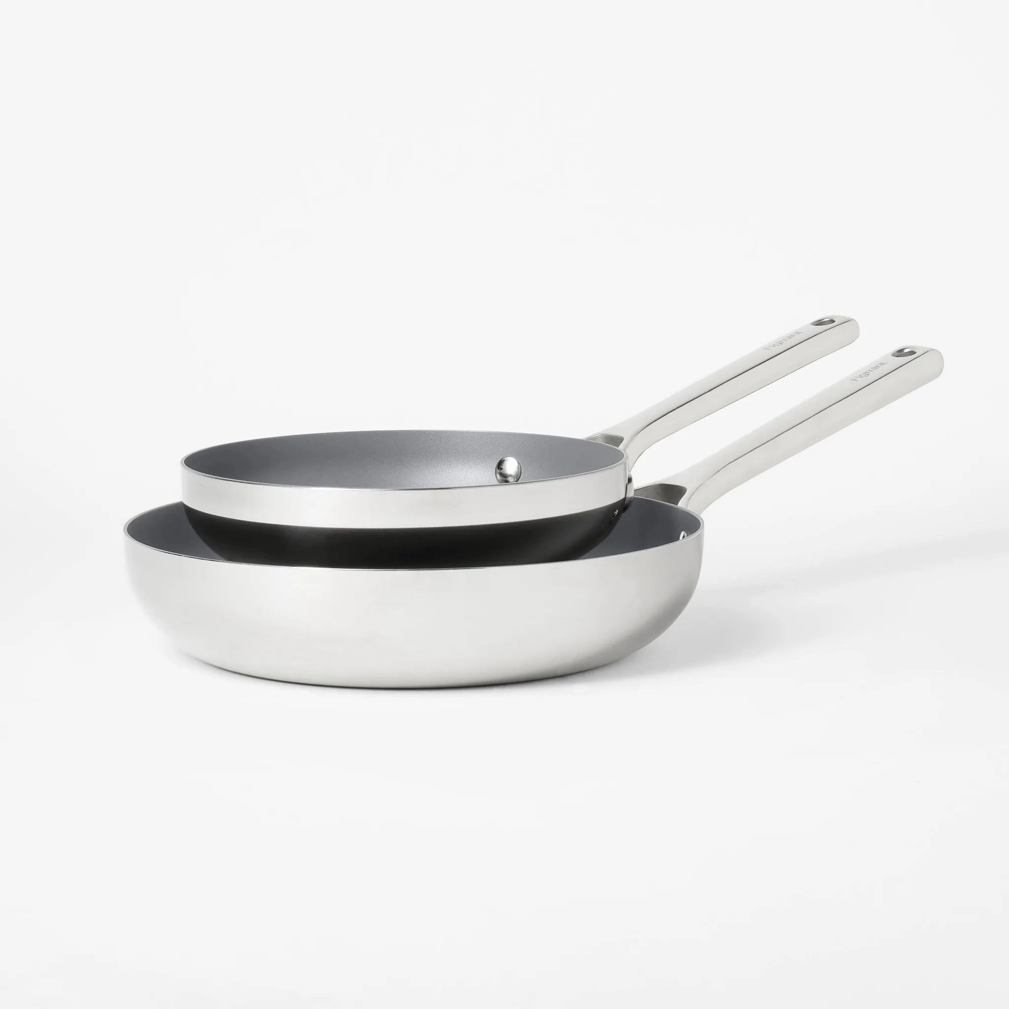 2pc Stainless Steel Ceramic Coated Nonstick Fry pan Set Dark Gray (See Description)