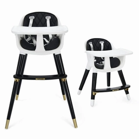3-in-1 Adjustable Baby High Chair With Soft Seat Cushion for Toddlers-Black