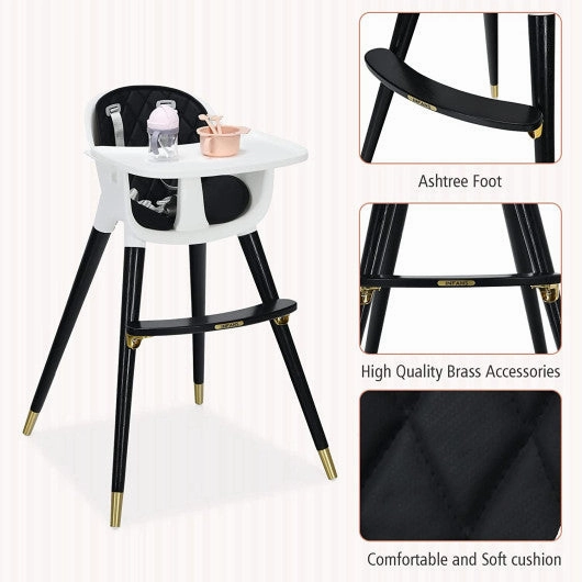 3-in-1 Adjustable Baby High Chair With Soft Seat Cushion for Toddlers-Black