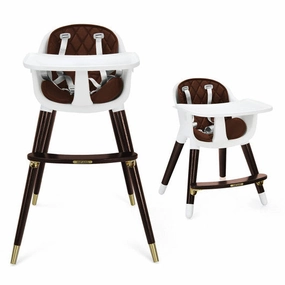 3-in-1 Adjustable Baby High Chair With Soft Seat Cushion for Toddlers-Brown
