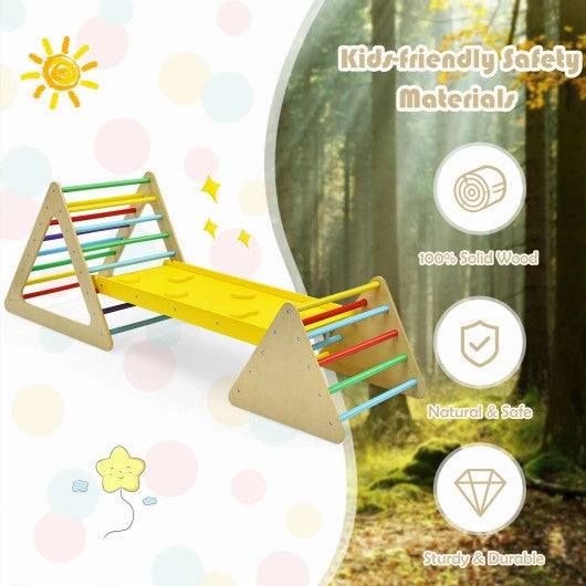 3 in 1 Wooden Set of 2 Triangle Climber With Ramp for Slid