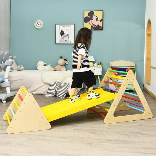 3 in 1 Wooden Set of 2 Triangle Climber With Ramp for Slid