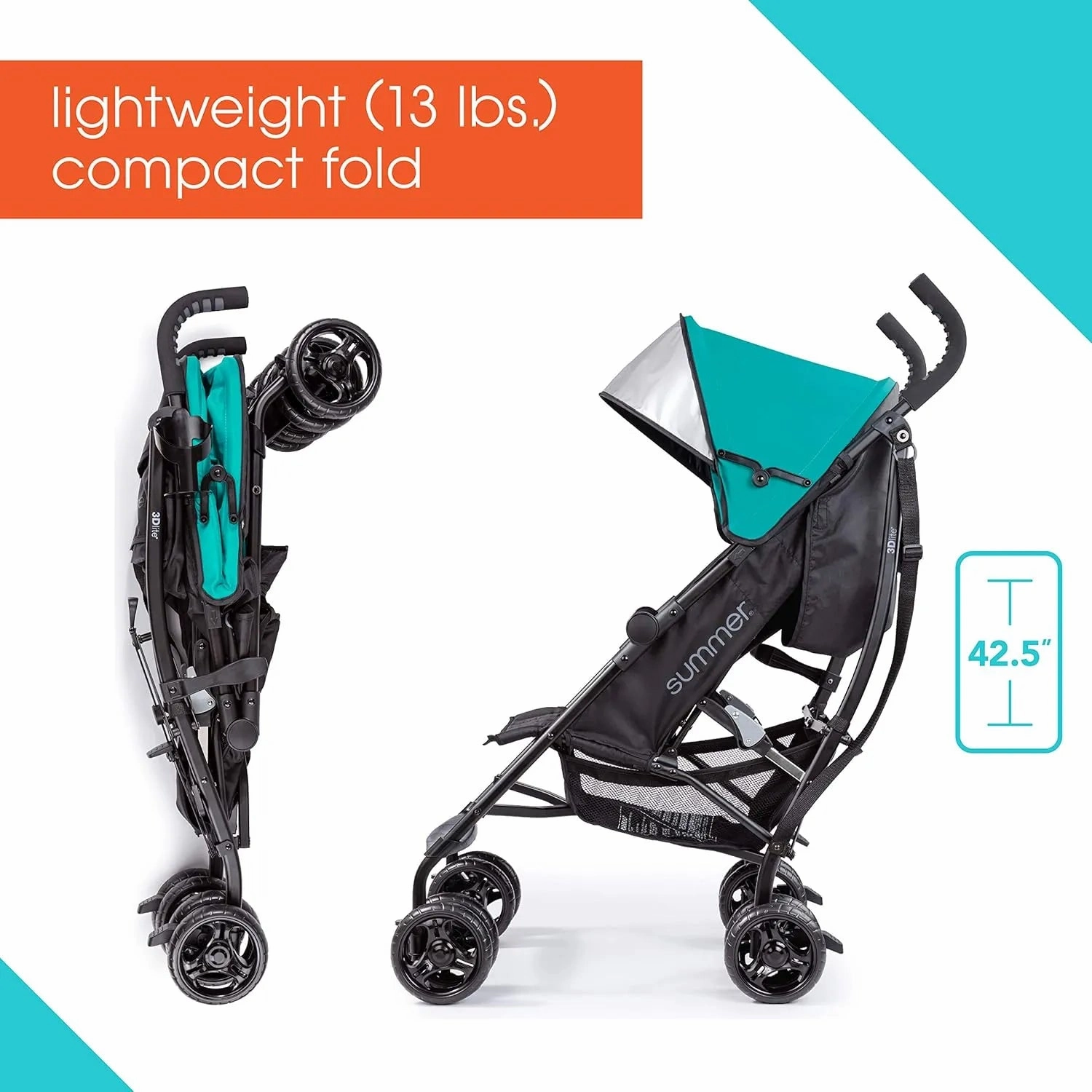 3D Lite Convenience Baby Stroller - Teal