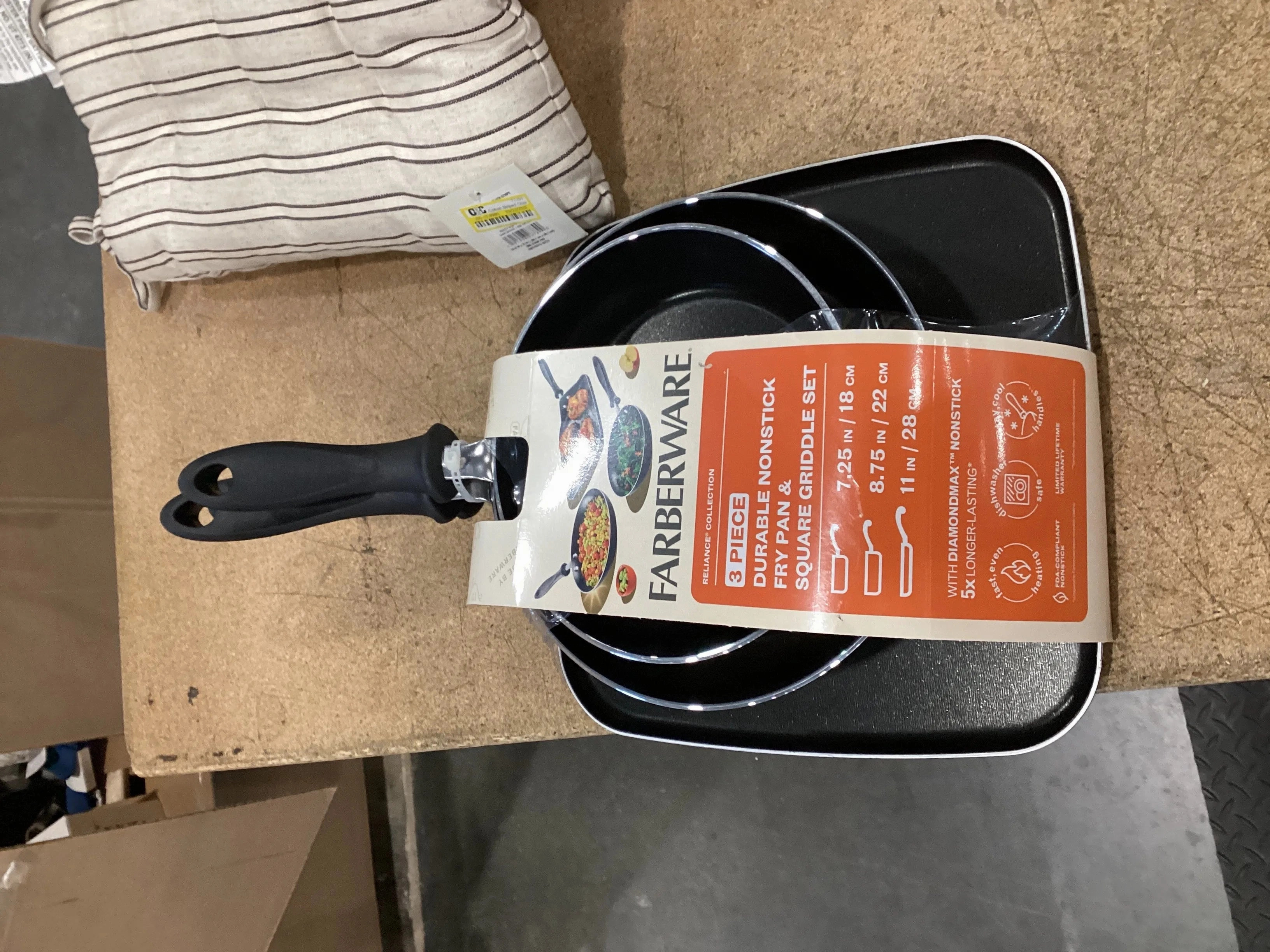 3pc Nonstick Aluminum Reliance Skillet and Griddle Cookware Set Black: Even-Heating Pan Set, Dishwasher-Safe (see Description)