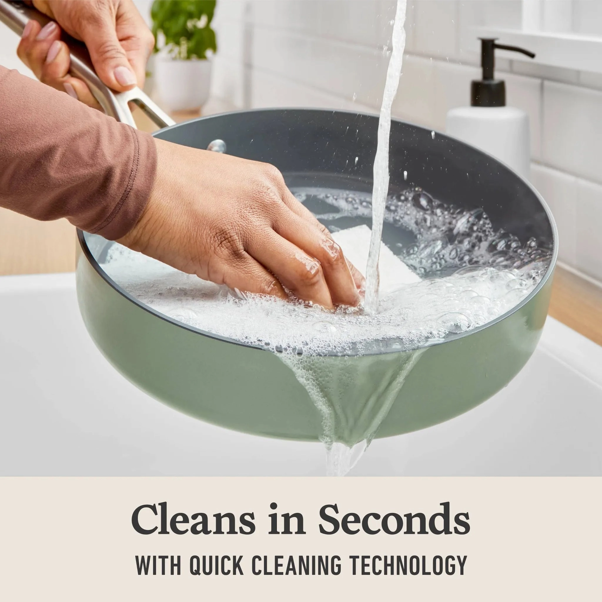 3qt  Nonctick Ceramic Saute with Lid Silver- Ash (See Description)