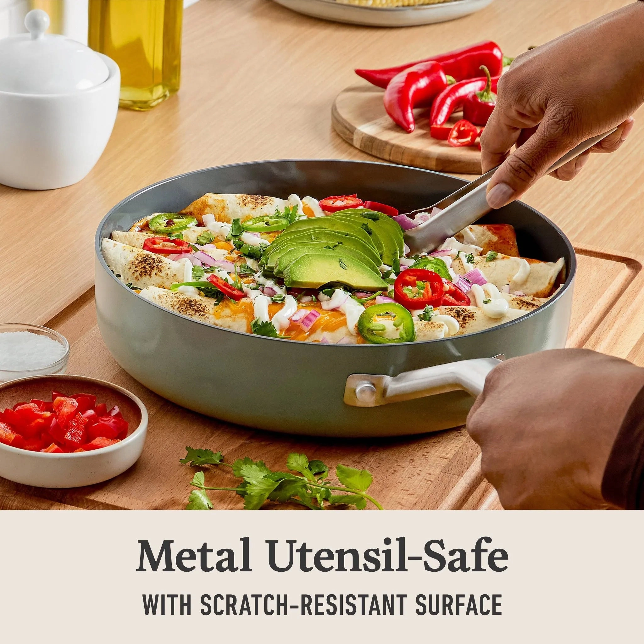 3qt  Nonctick Ceramic Saute with Lid Silver- Ash (See Description)
