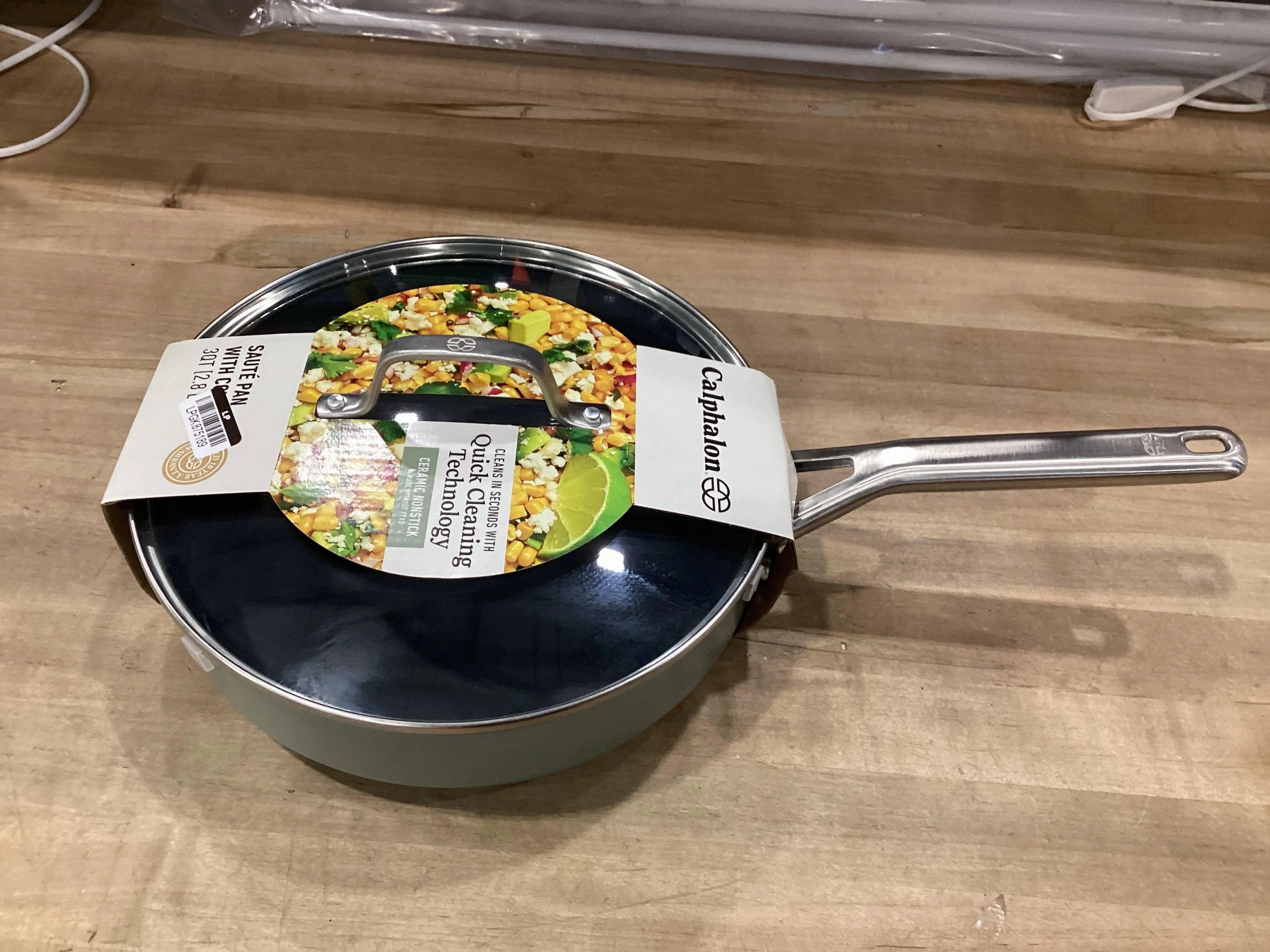 3qt  Nonctick Ceramic Saute with Lid Silver- Ash (See Description)