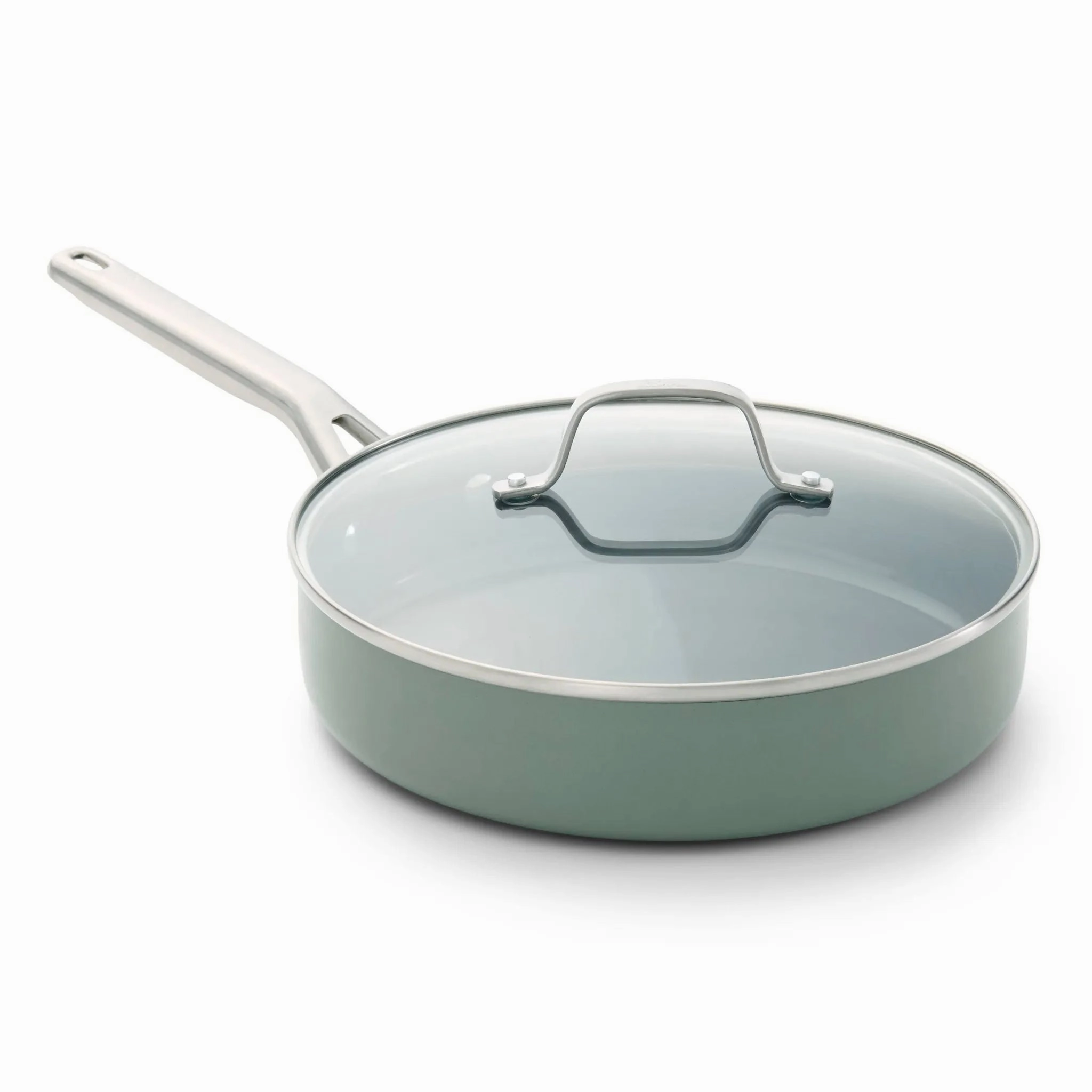3qt  Nonctick Ceramic Saute with Lid Silver- Ash (See Description)