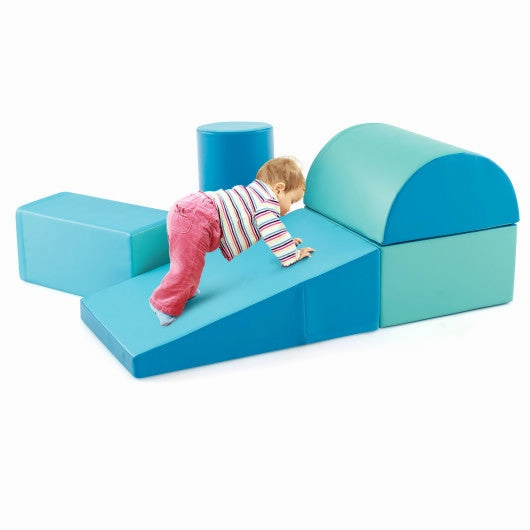 5-Piece Kids Climb and Crawl Activity Playset-Green