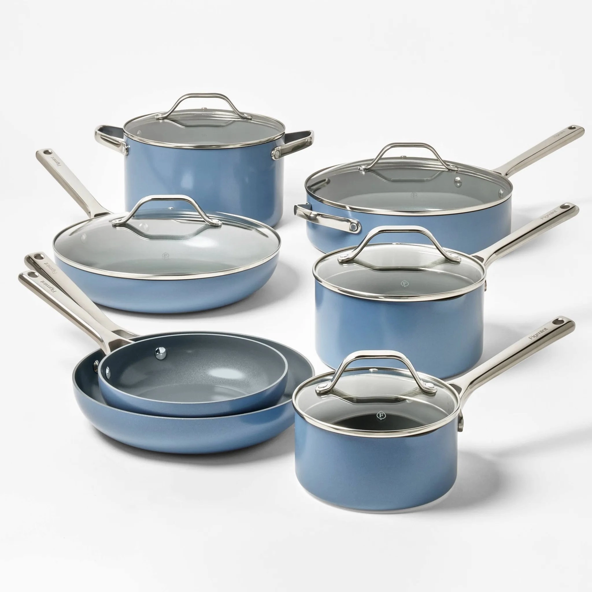 5qt Nonstick Ceramic Coated Aluminum Saute Pan Blue - ™™