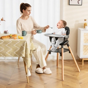 6 in 1 Convertible Highchair With Safety Harness and Removable Tray-Black