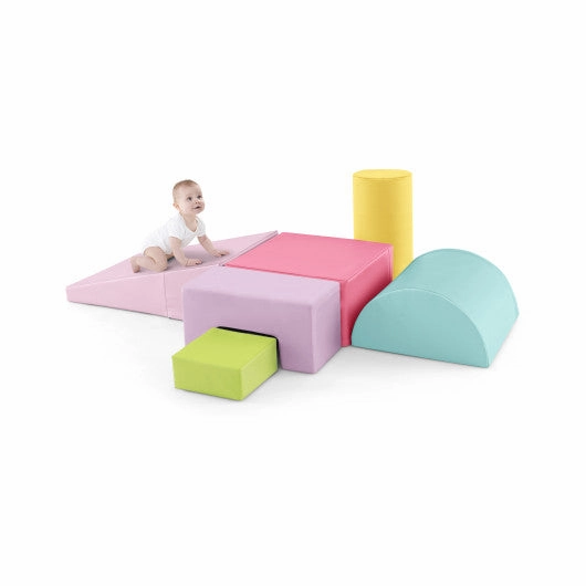 6 Pieces Foam Climbing Blocks Indoor Climb and Crawl Activity Playset With Rectangles-Multicolor