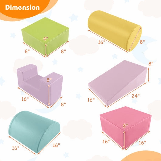 6 Pieces Foam Climbing Blocks Indoor Climb and Crawl Activity Playset With Rectangles-Multicolor