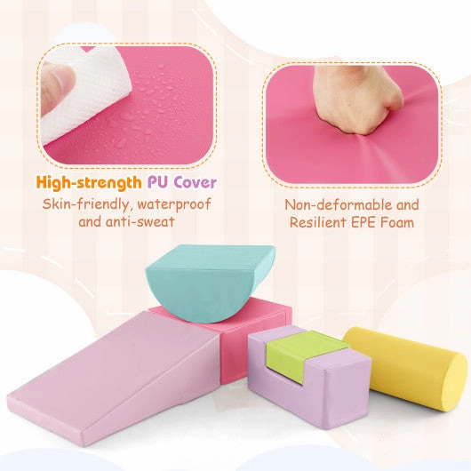 6 Pieces Foam Climbing Blocks Indoor Climb and Crawl Activity Playset With Rectangles-Multicolor