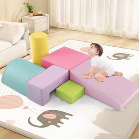 6 Pieces Foam Climbing Blocks Indoor Climb and Crawl Activity Playset With Rectangles-Multicolor