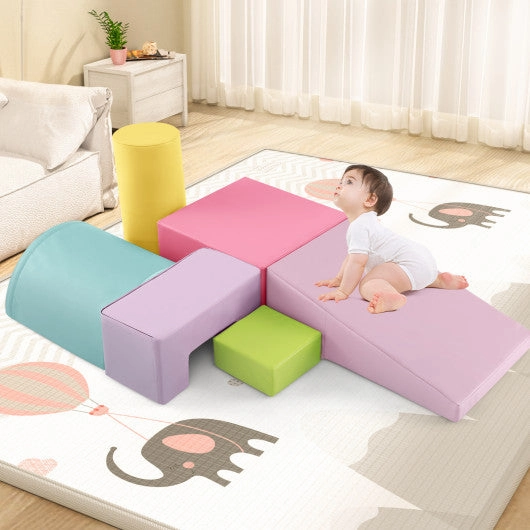 6 Pieces Foam Climbing Blocks Indoor Climb and Crawl Activity Playset With Rectangles-Multicolor