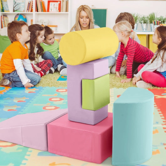 6 Pieces Foam Climbing Blocks Indoor Climb and Crawl Activity Playset With Rectangles-Multicolor