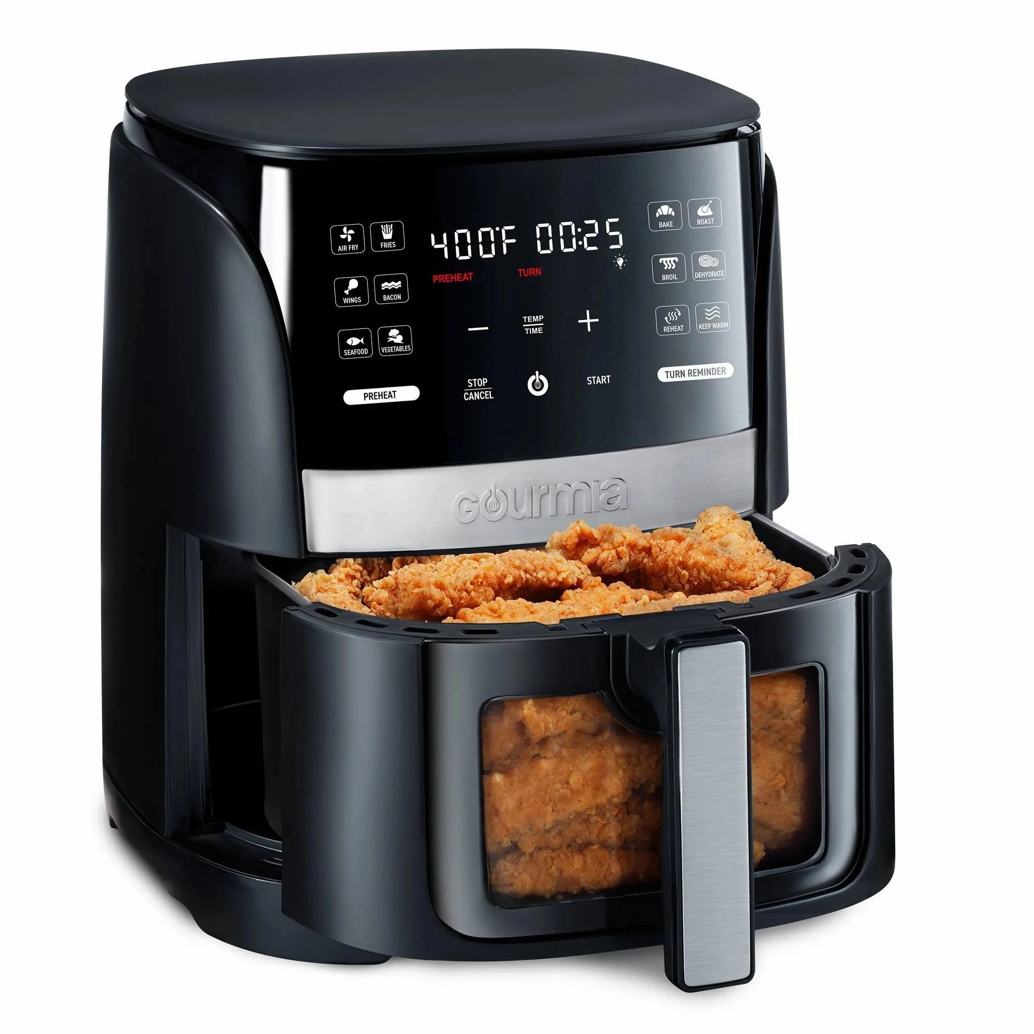 6-Qt Digital Window Air Fryer with 12 Presets & Guided Cooking Black (See Description)