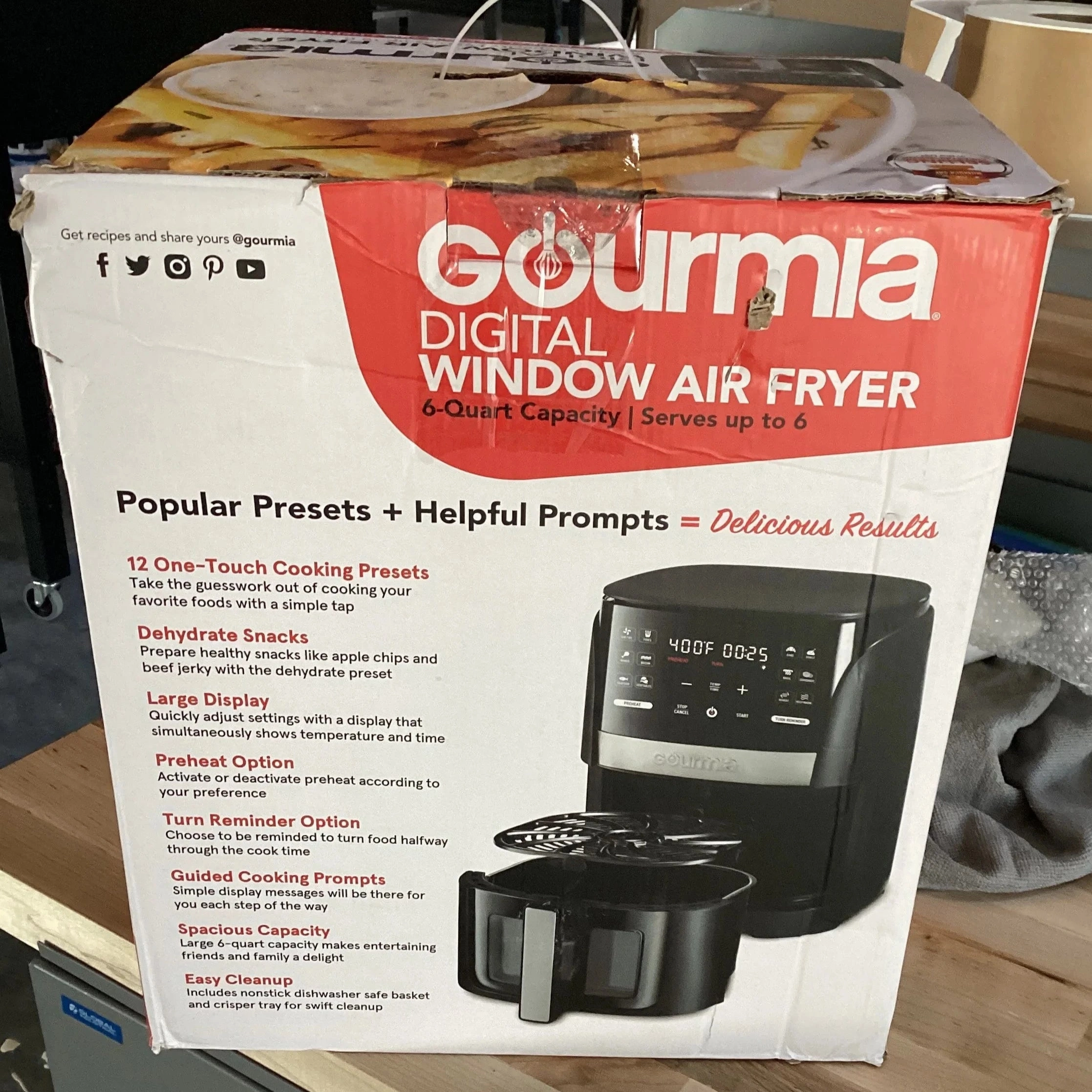 6-Qt Digital Window Air Fryer with 12 Presets & Guided Cooking Black (See Description)