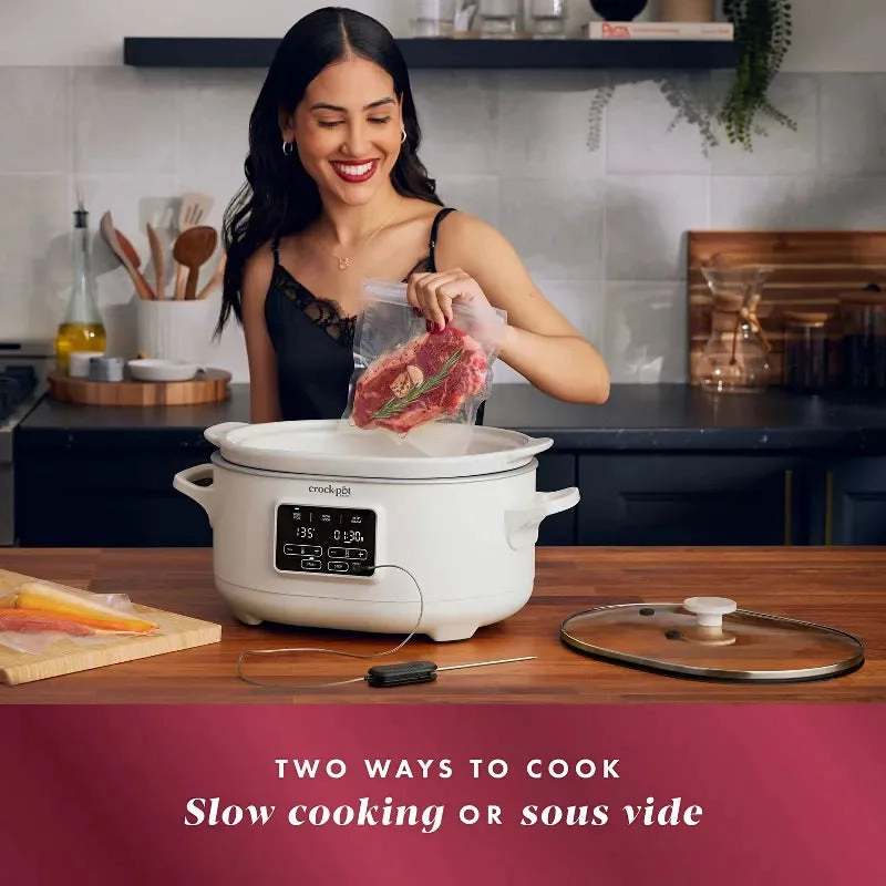 6qt Programmable Slow Cooker with Sous Vide - Oat Milk Ivory