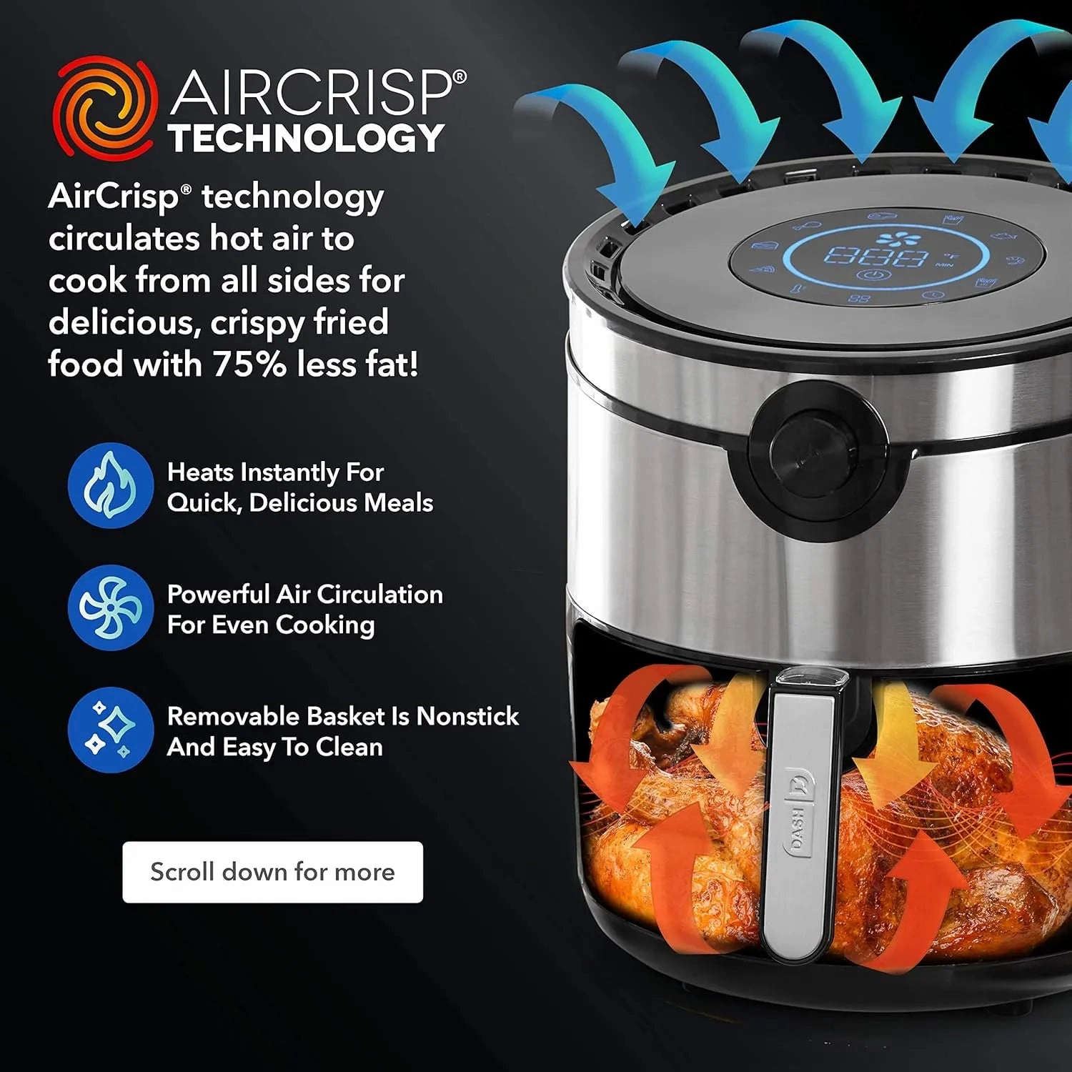 6qt Stainless Steel Aircrisp Pro Digital Air Fryer